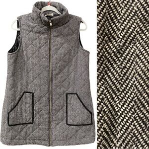Twenty Second 22nd Herringbone Quilted Vest Size Large Cowlneck Lined Preppy